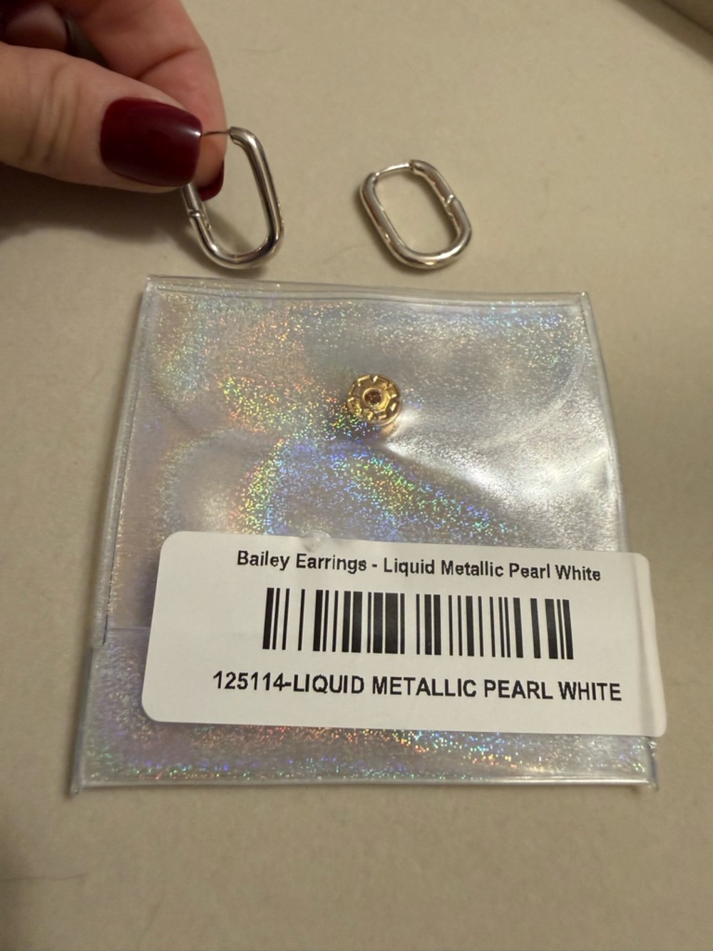 By Alexa Rae - Bailey Earrings - Liquid Metallic Pearl White